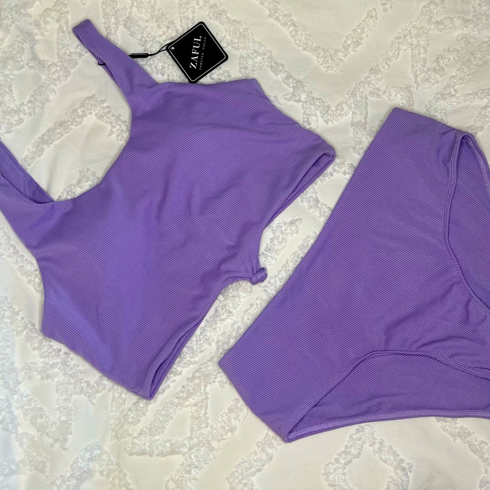 ZAFUL Women's High Waisted Tankini Scoop Neck Knotted Two Pieces Tankini XL